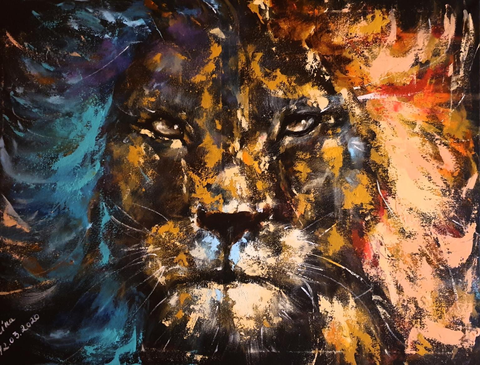 ArteDiAlina.com painting: even in a cage, still a Lion